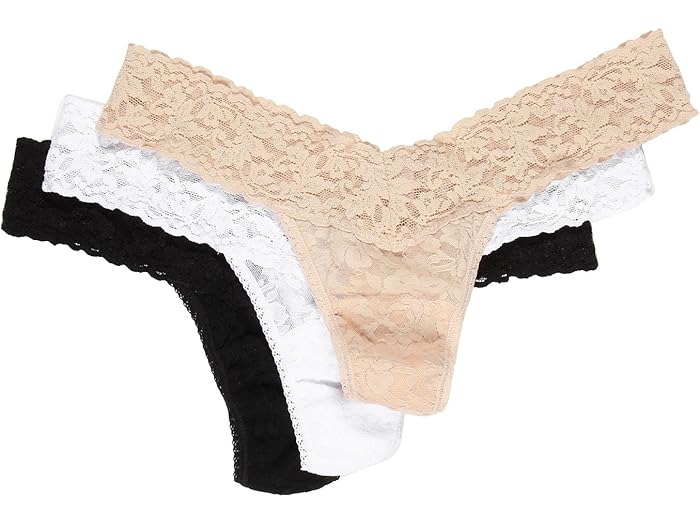 (取寄) ハンキー パンキー レディース シグニチャー レース オリジナル ライズ トング 3-パック Hanky Panky women Signature Lace Original Rise Thong 3-Pack Black/Chai/White