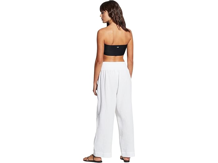 (取寄) シーフォリー レディース ダブル クロス シャード パンツ Seafolly women Double Cloth Shirred Pants White