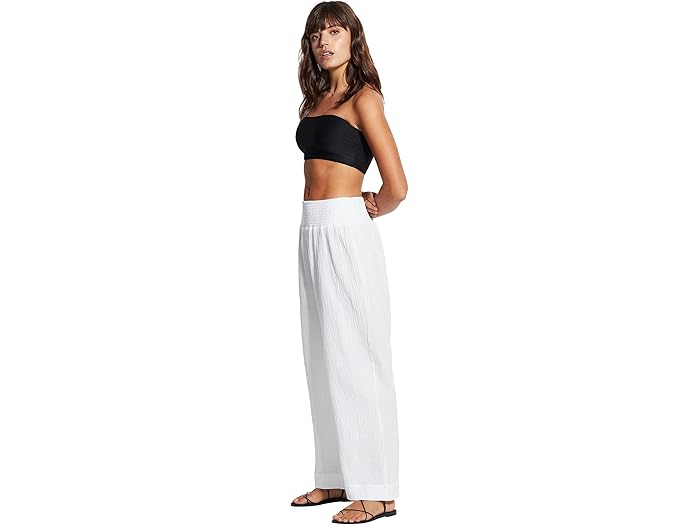 (取寄) シーフォリー レディース ダブル クロス シャード パンツ Seafolly women Double Cloth Shirred Pants White