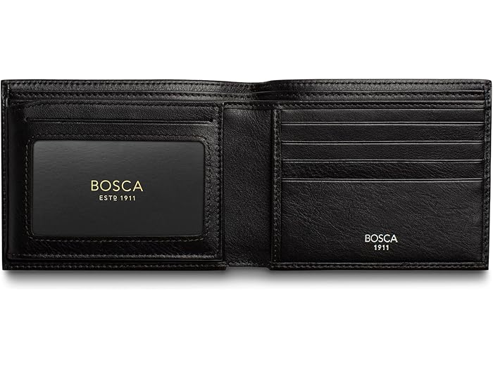(取寄) ボスカ メンズ ナッパ ヴィテッロ コレクション - コンチネンタル Id ウォレット Bosca men Nappa Vitello Collection - Continental ID Wallet Black Leather