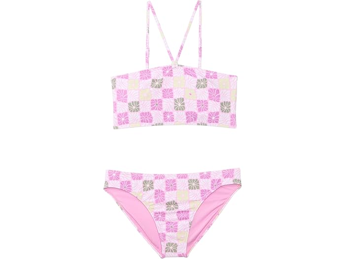 (取寄) ロキシー キッズ ガールズ フローラル チェック ビキニ セット (ビッグ キッド) Roxy Kids girls Floral Check Bikini Set (Big Kid) Purple