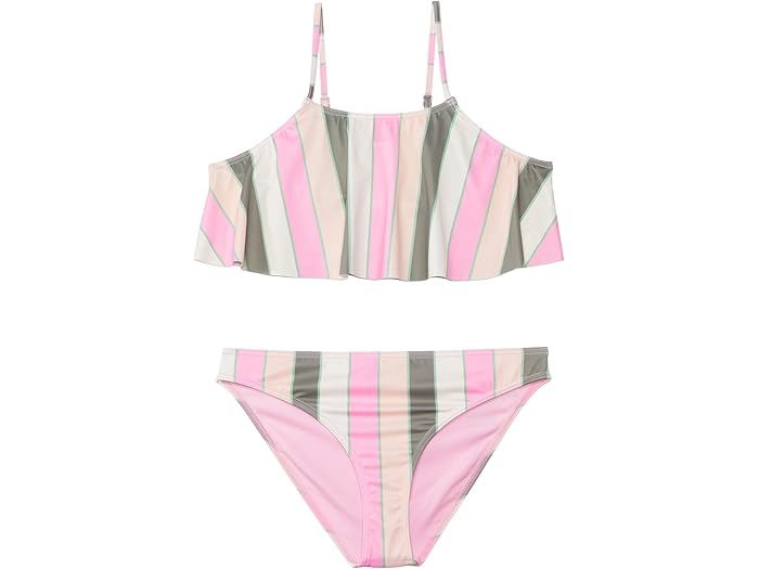 (取寄) ロキシー キッズ ガールズ ベリー ビスタ フラッター スイムスーツ セット (ビッグ キッズ) Roxy Kids girls Very Vista Flutter Swimsuit Set (Big Kids) Agave Green Very Vista Stripe