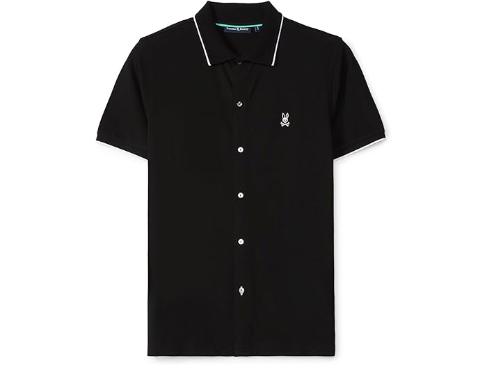 (取寄) サイコ バニー メンズ ボウイ ファイン ピケ ニット シャツ Psycho Bunny men Bowie Fine Pique Knit Shirt Black