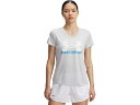 (取寄) アンダーアーマー レディース テック マーカー ツイスト ショート スリーブ T-シャツ Under Armour women Tech Marker Twist Short Sleeve T-Shirt Halo Gray/White/Ether Blue(4)