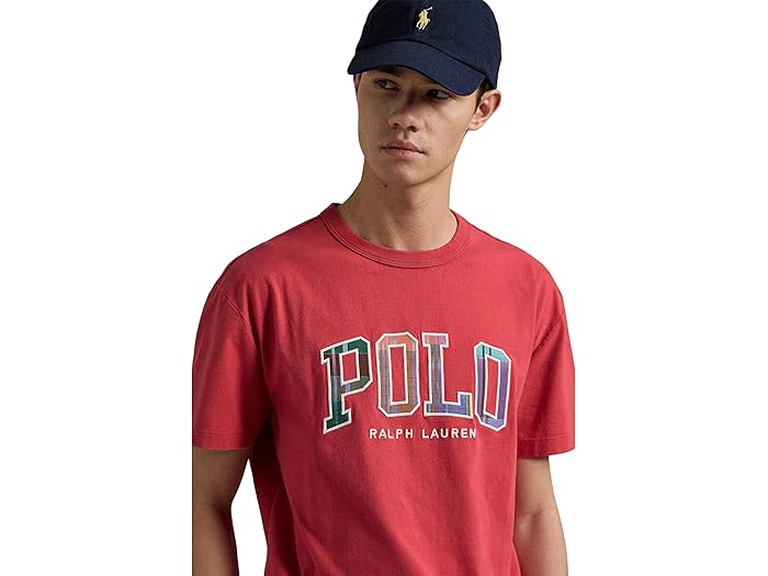 (取寄) ラルフローレン メンズ クラシック フィット ジャージ Tシャツ Polo Ralph Lauren men Classic Fit Madras-logo Jersey T-shirt Starboard Red
