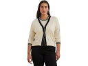 (取寄) ローレン ラルフローレン レディース プラス サイズ ツートーン コットンブレンド カーディガン Lauren Ralph Lauren women ...