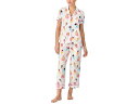 (取寄) ケイトスペード レディース ショート スリーブ クロップド パンツ Pj セット Kate Spade New York women Short Sleeve Cropped Pant PJ Set Ivory Print