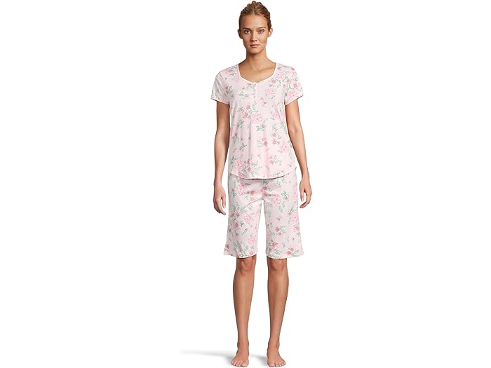(取寄) カレン ノイバーガー レディース ノベルティ プリント ショート スリーブ バミューダ セット Karen Neuburger women Novelty Print Short Sleeve Bermuda Set Garden Bouquet