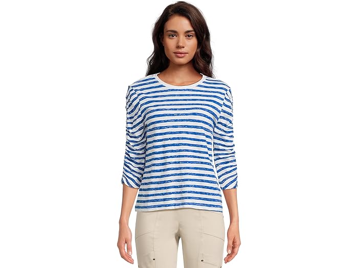 (取寄) エリオット ローレン レディース ストライプ ルーシュド ティー Elliott Lauren women Stripe Ruched Tee Marine