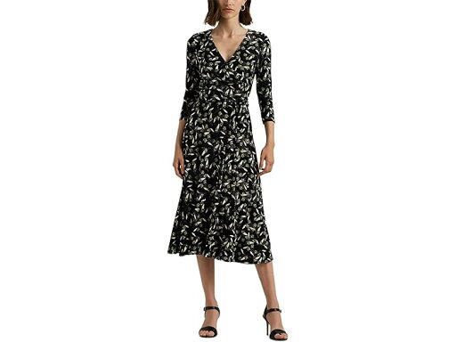 (取寄) ローレン ラルフローレン レディース フローラル サープリス ストレッチ ジャージ ドレス Lauren Ralph Lauren women Floral Surplice Stretch Jersey Dress Black/Green/Cream (取寄) ローレン ラルフローレン レディース フローラル サープリス ストレッチ ジャージ ドレス Lauren Ralph Lauren women Floral Surplice Stretch Jersey Dress Black/Green/Cream
