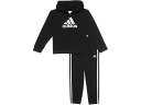 (取寄) アディダス キッズ ボーイズ フーデット フリース ジャケット セット (トドラー/リトル キッド) adidas Kids boys Hooded Fleece Jacket Set (Toddler/Little Kid) Adi Black