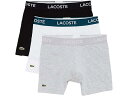 (取寄) ラコステ メンズ ボクサー ブリーフ 3-パック カジュアル クラシック Lacoste men Boxer Briefs 3-Pack Casual Classic Black/White/Silver Chine