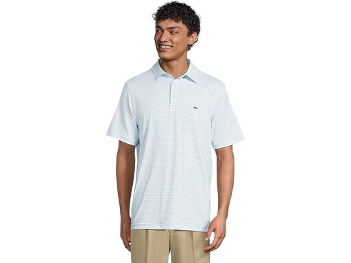 (取寄) ヴィンヤードヴァインズ メンズ ブラッドリー ストライプ サンカティ ポロ Vineyard Vines men Bradley Stripe Sankaty Polo White/Aq Haze