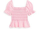 (取寄) ラルフローレン キッズ ガールズ スモック コットン ジャージ ペプラム トップ (トドラー/リトル キッド) Polo Ralph Lauren Kids girls Smocked Cotton Jersey Peplum Top (Toddler/Little Kid) Carmel Pink