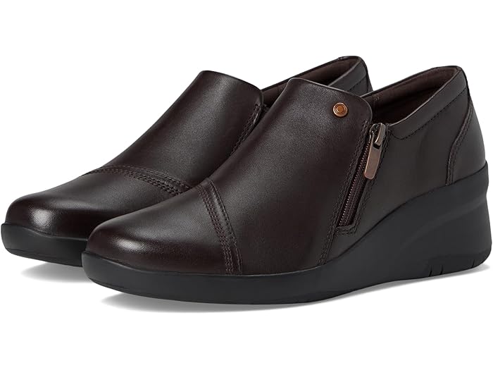 () 顼 ǥ å Clarks women Suttyn Zip Chocolate Leather