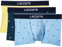 (取寄) ラコステ メンズ コットン ストレッチ ミニ クロコ プリント トランクス 3-パック Lacoste men Cotton Stretch Mini Croc Print Trunks 3-pack Light Blue/Teal/Yellow