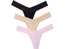 (取寄) ハンキー パンキー レディース 3 パック ドリームイーズ ロウ ライズ トングス Hanky Panky women 3 Pack DreamEase Low Rise Thongs Black/Chai/Pink(4)