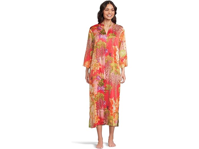 (取寄) N バイ ナトリ レディース ウィステリア ガーデン ジップ カフタン N by Natori women Wisteria Garden Zip Caftan Pink/Coral