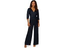 (取寄) アドリアナ パぺル レディース サテン クレープ ジャンプスーツ Adrianna Papell women Satin Crepe Jumpsuit Dark Navy(4)