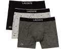 (取寄) ラコステ メンズ ボクサー ブリーフ 3-パック カジュアル ライフスタイル オール オーバー プリント クロコ Lacoste men Boxer Briefs 3-Pack Casual Lifestyle All Over Print Croc Black/Pitch Chine/Silver Chine