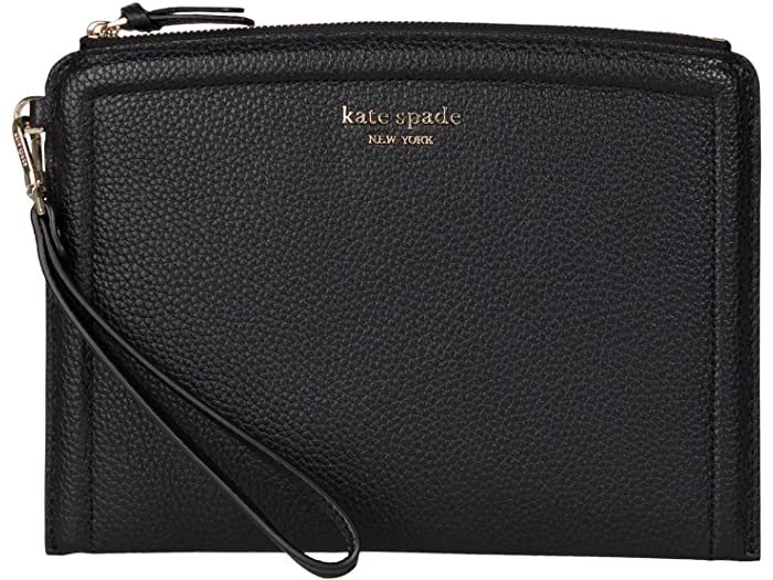 (取寄) ケイトスペード ノット ペブルド レザー リスレット Kate Spade New York Knott Pebbled Leather Wristlet Black