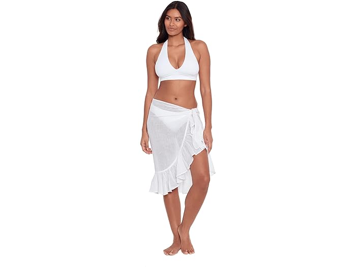 (取寄) ローレン ラルフローレン レディース ビーチ クラブ ソリッズ ラッフル パレオ Lauren Ralph Lauren women Beach Club Solids Ruffle Pareo White 1