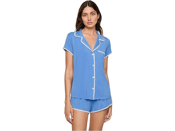(取寄) エバージェイ レディース フリーダ ショーティ Pj セット Eberjey women Frida Shortie Pj Set Cornflower Blue/White