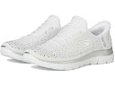 (取寄) スケッチャーズ レディース サミッツ ブリリアント シャイン ハンズ フリー スリップ-インス SKECHERS women Summits Brilliant Shine Hands Free Slip-INS White Silver