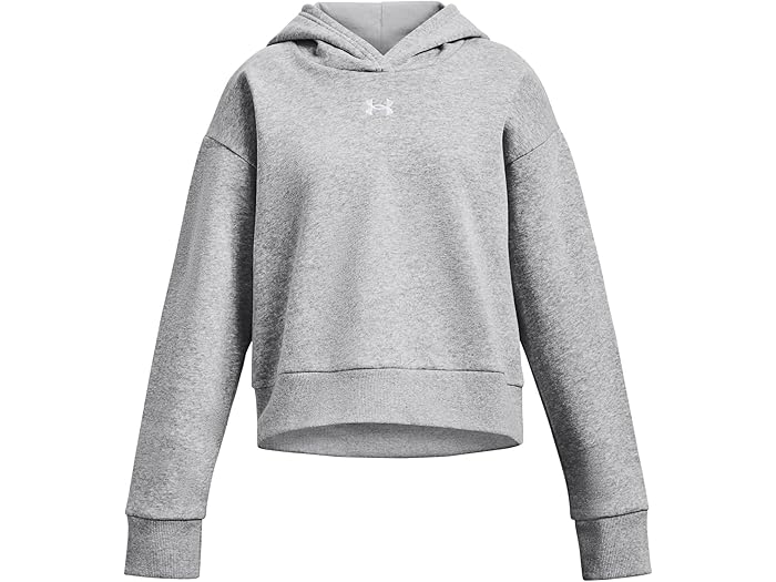 (取寄) アンダーアーマー キッズ ガールズ ライバル フリース クロップド ブーディ (ビッグ キッズ) Under Armour Kids girls Rival Fleece Cropped Hoodie (Big Kids) Mod Gray Light Heather/White