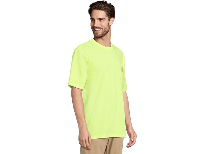 (取寄) カーハート メンズ ルーズ フィット ヘビーウェイト ショート スリーブ ポケット Tシャツ Carhartt men Loose Fit Heavyweight Short Sleeve Pocket T-Shirt Brite Lime