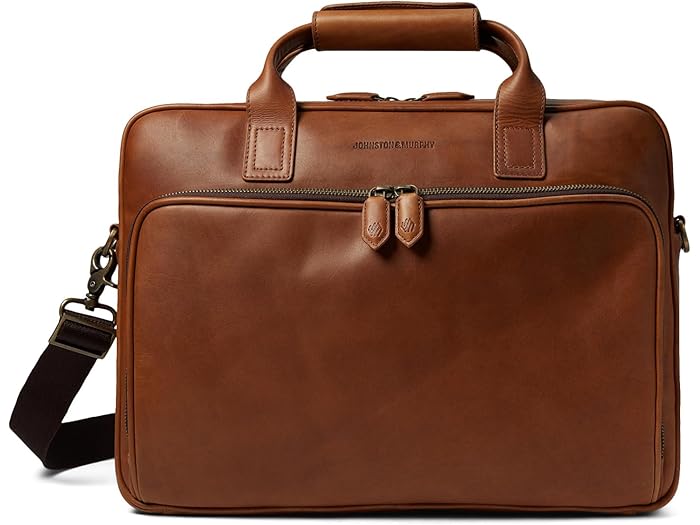(取寄) ジョンストン&マーフィー ローズ ブリーフケース Johnston & Murphy Rhodes Briefcase Tan Full..