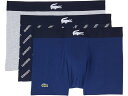 (取寄) ラコステ メンズ トランクス 3-パック カジュアル ライフスタイル Lacoste men Trunks 3-Pack Casual Lifestyle Navy Blue/White/Silver Chine