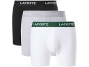 (取寄) ラコステ メンズ 3-パック ストレッチ コットン ボクサー ブリーフ Lacoste men 3-Pack Stretch Cotton Boxer Briefs Black/White/Grey Chine