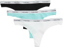 (取寄) カルバンクライン アンダーウェア レディース モダン ロゴ トング 3-パック Calvin Klein Underwear women Modern Logo Thong 3-Pack Black/Beau Blue/White(4)
