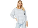 (取寄) スリー ドッツ レディース ストライプ アシンメトリック ティー Three Dots women Stripe Asymmetric Tee Icelandic Blue/Rainy Day Stripe