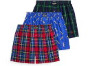 (取寄) ラルフローレン メンズ 3-パック クラシック フィット ボクサー ブリーフ Polo Ralph Lauren men 3-Pack Classic Fit Boxer Briefs Cruise Navy/Campbell Plaid/Moss Agate