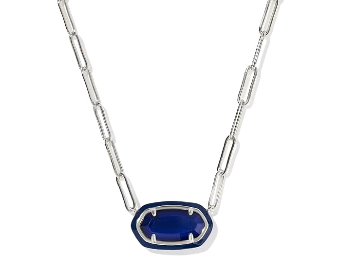 (取寄) ケンドラスコット レディース イライザ エナメル フレーム ペーパークリップ ネックレス Kendra Scott women Elisa Enamel Frame Paperclip Necklace Rhod Navy Mop