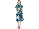 (取寄) カルバンクライン レディース ショート スリーブ フローラル ア ライン ミディ Calvin Klein women Short Sleeve Floral A Line Midi Sequoia Multi