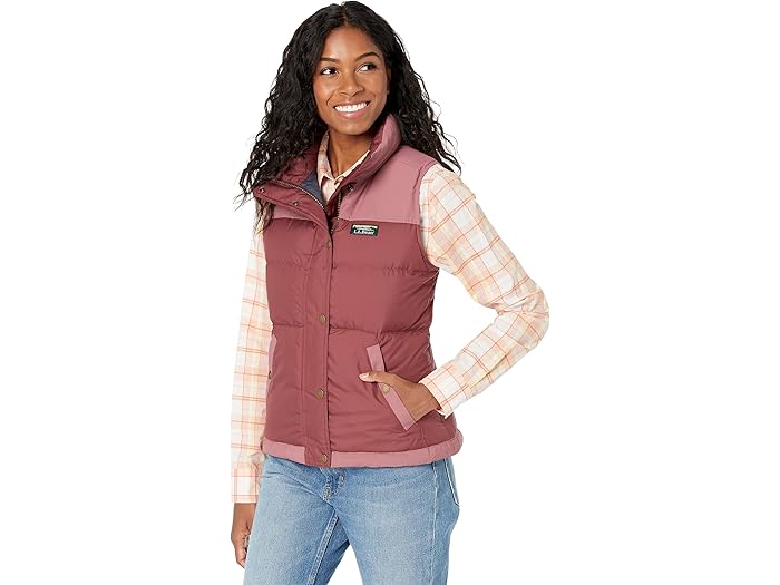 (取寄) エルエルビーン レディース ピティート マウンテン クラシック ダウン ベスト カラーブロック L.L.Bean women Petite Mountain Classic Down Vest Color-Block Burgundy/Light Rosewood