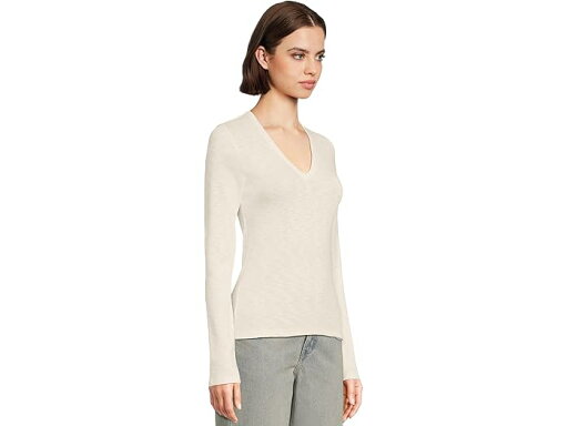 (取寄) リラ P レディース リブ スラブ ロング スリーブ V-ネック Lilla P women Rib Slub Long Sleeve V-Neck Talc