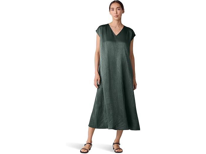 (取寄) アイリーン フィッシャー レディース テクスチャー サテン V-ネック ドレス Eileen Fisher wome..