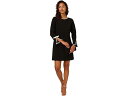 (取寄) アドリアナ パぺル レディース ロング スリーブ クレープ ショート ドレス Adrianna Papell women Long Sleeve Crepe Short Dress Black/Ivory