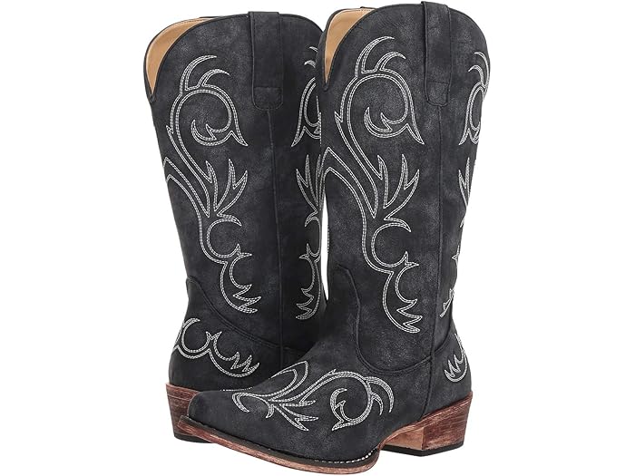 (取寄) ローパー レディース ライリー Roper women Riley Black Faux Leather/All Over Embroidery