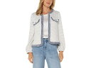 (取寄) リバプールロサンゼルス レディース カラーレス ジャケット w フレイ ディテール Liverpool Los Angeles women Collarless Jacket w Fray Detail Cream Navy Boucle|詳細画像