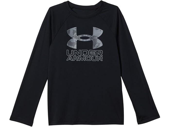 (取寄) アンダーアーマー キッズ ボーイズ テック ハイブリット プリント ロング スリーブ (ビッグ キッズ) Under Armour Kids boys Tech Hybrid Print Long Sleeve (Big Kids) Black/Mod Gray