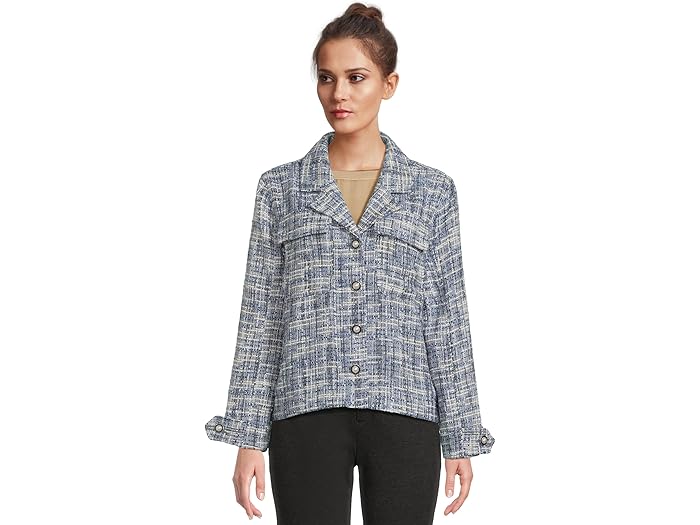 (取寄) リバプールロサンゼルス レディース ボタン フロント ウーブン ブークル ボクシー シャケット L..