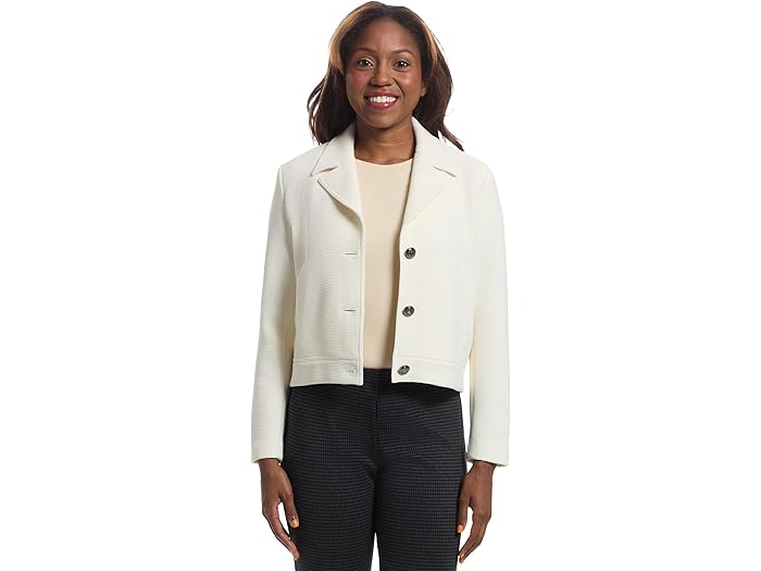 (取寄) エリオット ローレン レディース トップ ノッチ - ボタン クロージャー クロップ ジャケット ウィズ バック エラスティック ディテール Elliott Lauren women Top Knotch - Button Closure Crop Jacket With Back Elastic Detail Winter White