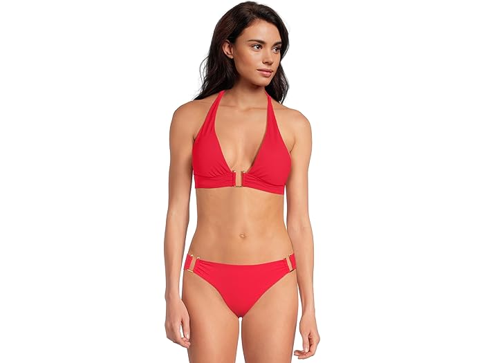 (取寄) ベッカ レディース モダン エッジ リブ ミラ バックル ホルター トップ BECCA women Modern Edge Rib Mira Buckle Halter Top Fire