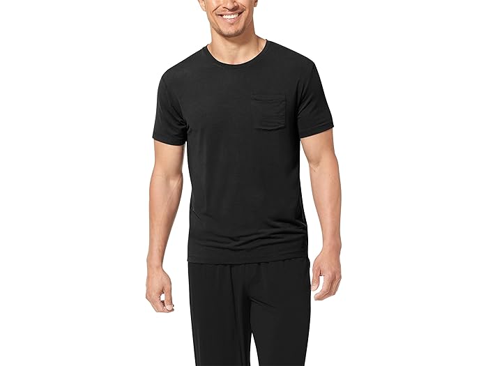 (取寄) トミー ジョン メンズ セカンド スキン ショート スリーブ クルー ネック ポケット ティー Tommy John men Second Skin Short Sleeve Crew Neck Pocket Tee Black