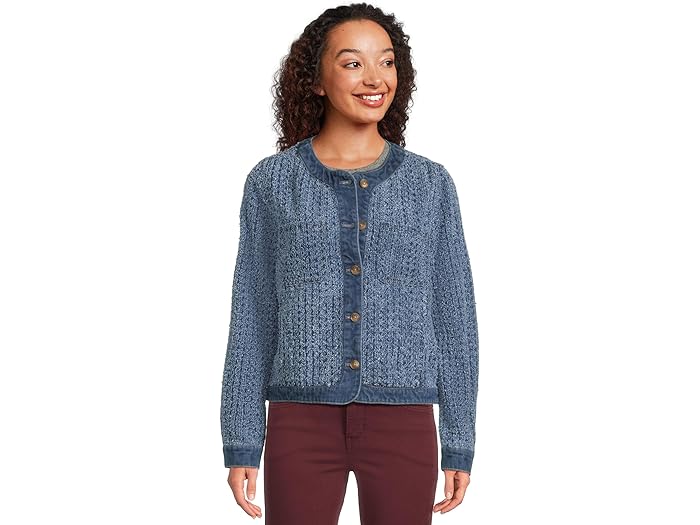 (取寄) トミーバハマ レディース パフォレイティット ツイード クロップ デニム ジャケット Tommy Bahama women Perforated Tweed Crop Denim Jacket Med Wash